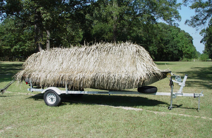 Grass mats added. Side view.  Duck hunting boat, Duck boat, Duck boat blind